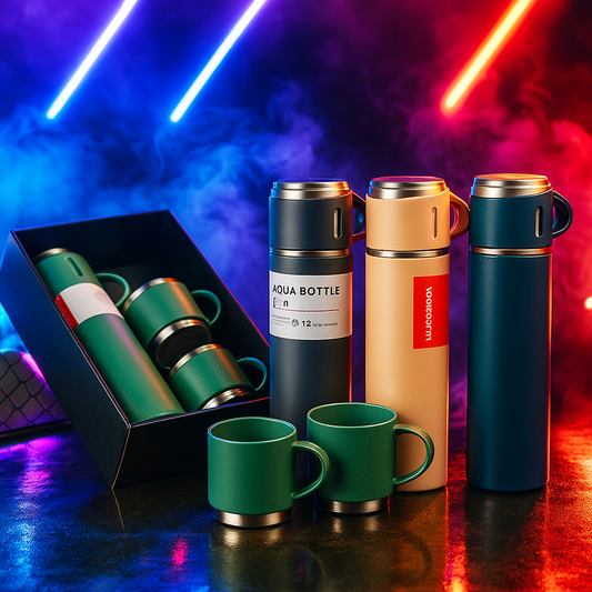 Set Termos De Agua Caliente Vasos Termicos Cafe + 3 Tazas