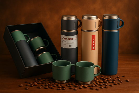 Set Termos De Agua Caliente Vasos Termicos Cafe + 3 Tazas